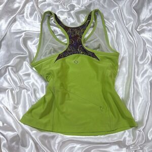 y2k Moving Comfort Tank Top Lime Green Excellent Racerback Built-in Bra Med